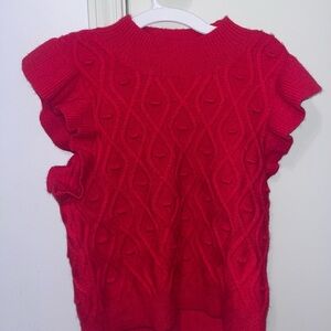 Le Lis Vibrant Red Textured Women's Sweater